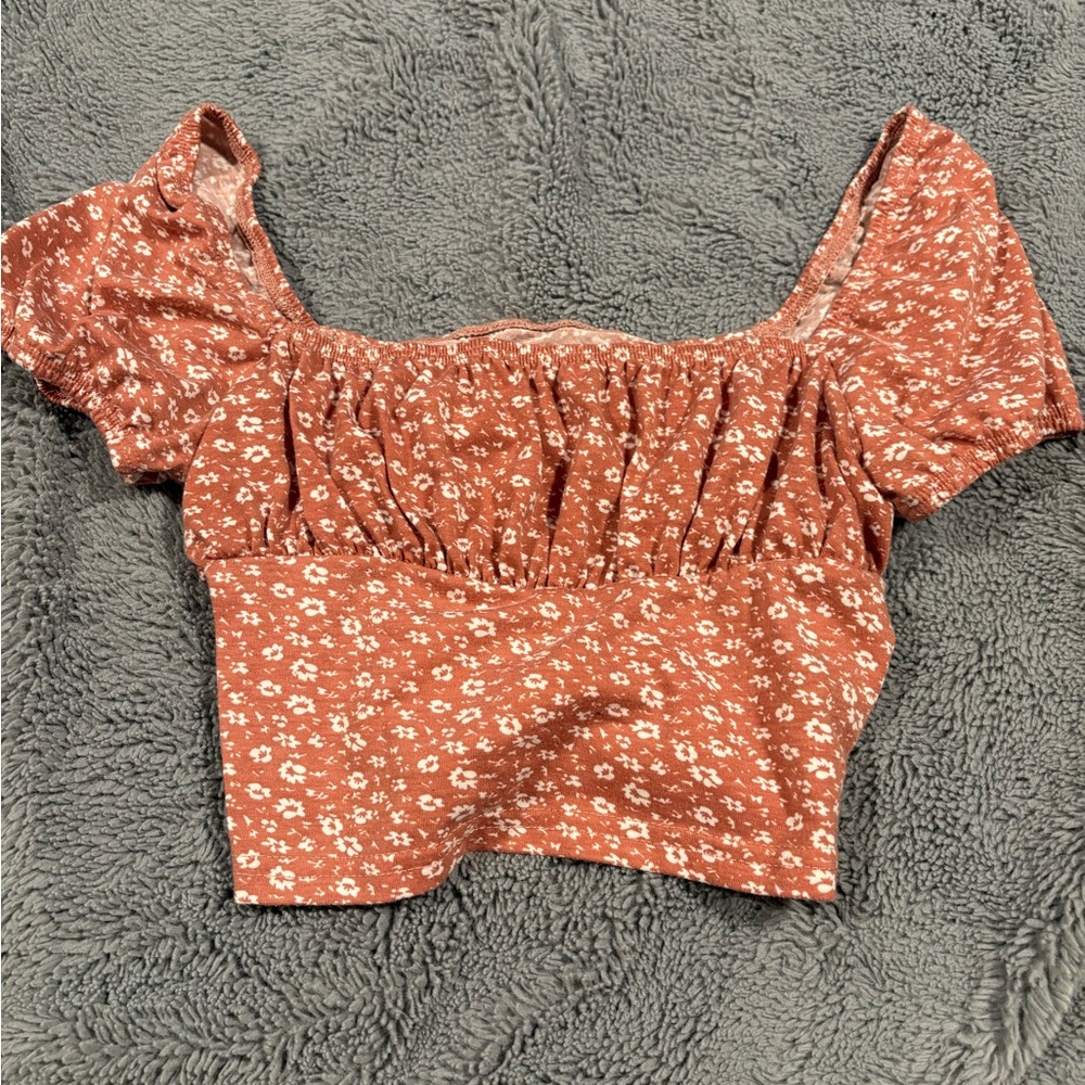 SHEIN Rust Floral Blouse